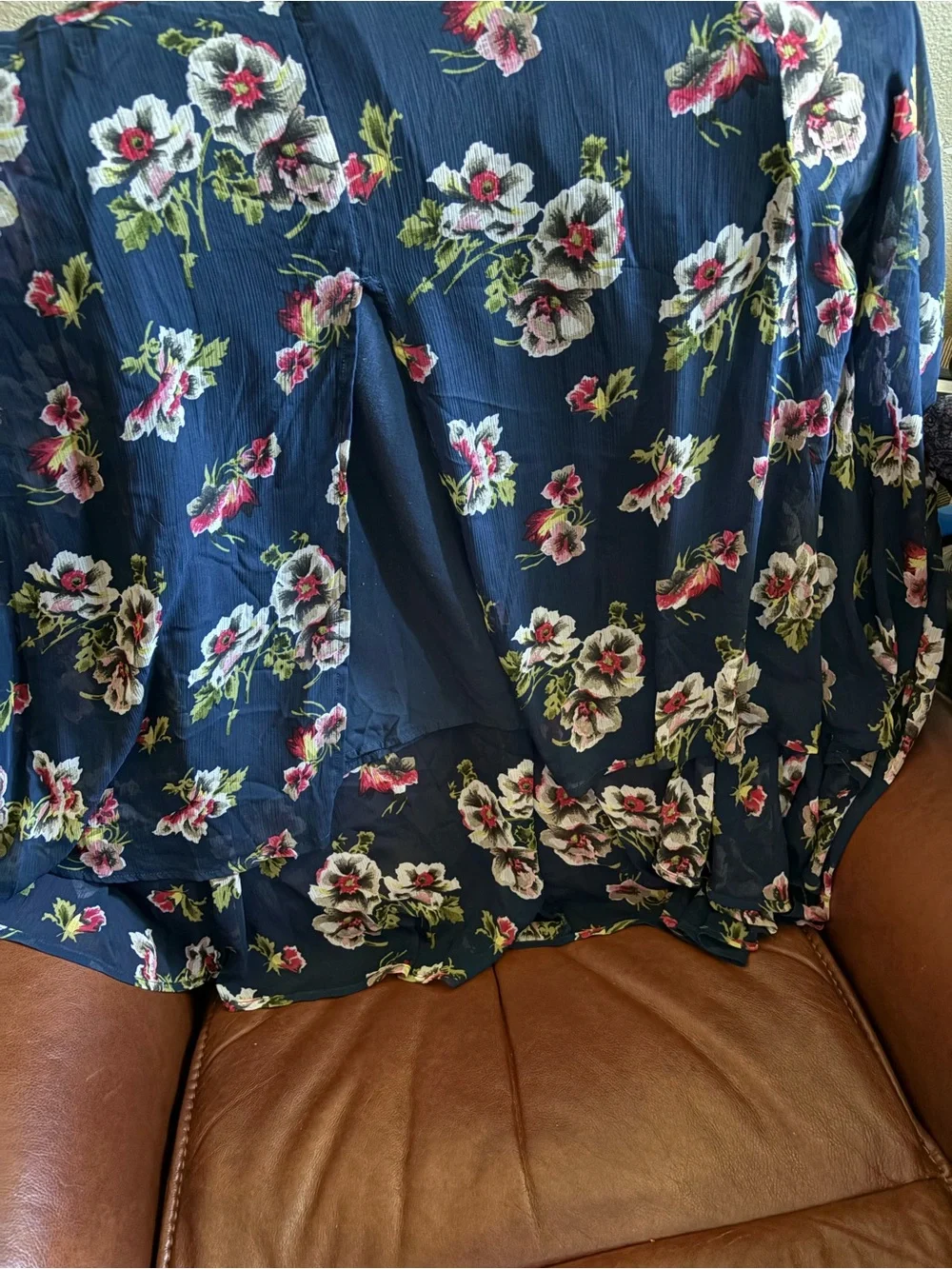 Abercrombie & Fitch Navy Floral Maxi Dress V- Neck, Flutter Sleeves, Waist Tie